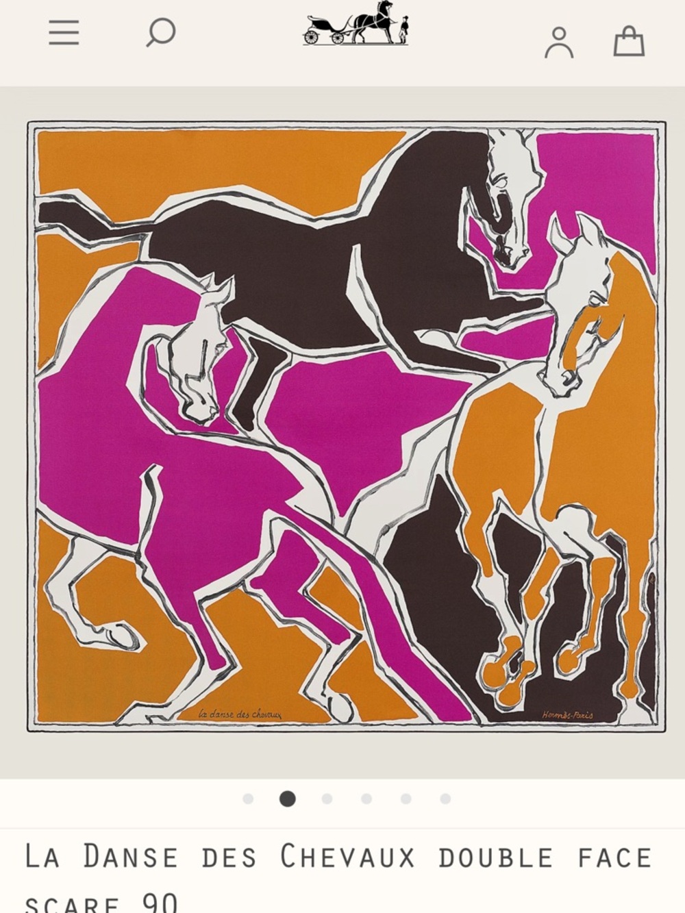 Hermes La Danse des Chevaux Double Face 90 cm Scarf - Like New - Picture 4 of 16